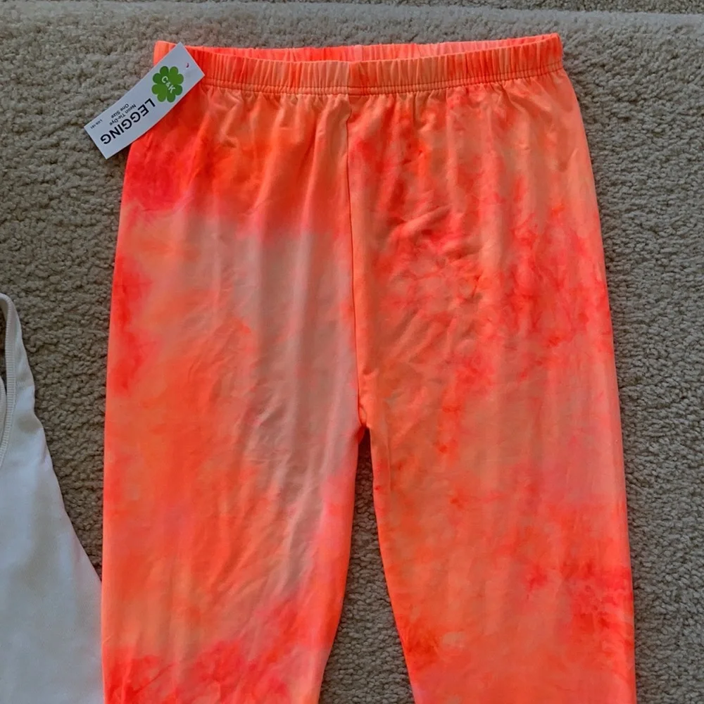 Neon Orange Tie Dye Leggings - Picture 4 of 6